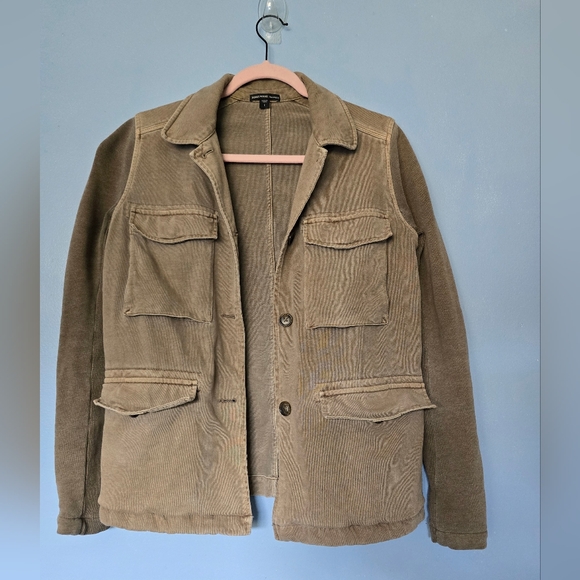 James Perse Mixed Media Knit Surplus Utility Jacket Size 1 Small Grey - Picture 1 of 10